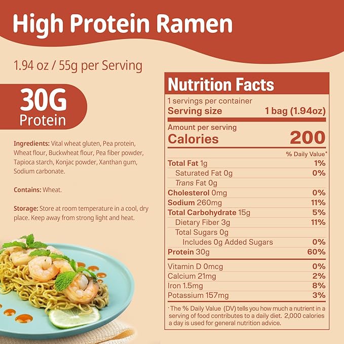 VOLO VERO High Protein (32g) Instant Ramen Soup Cup Variety Flavor 6-Pack and High Protein (30g) Ramen Noodles Plain 8 PackLow Fat Non-Fried Non-GMO Egg &amp Dairy Free