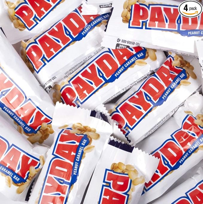 PayDay Snack Size Candy Bars 11.6oz Bag (approx 16 pcs) 4 Pack