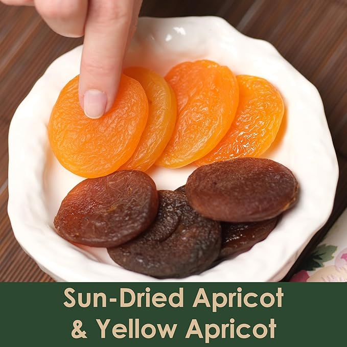 Premium Turkish Dried Apricots – Dark and Yellow Sun Dried Apricots Naturally Sweet No Sugar Added Healthy Snack 17.6 oz (500g)