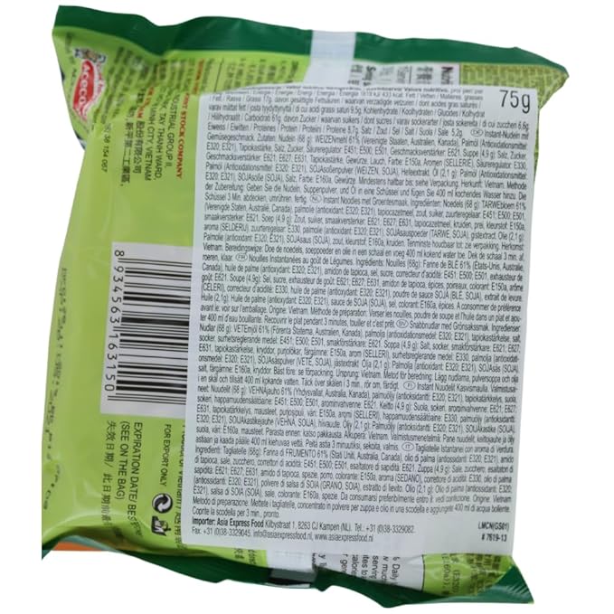 Vina Acecook Mi Chay (Hao Hao Instant Noodles Vegetarian Flavor) 2.7 Ounce (Pack of 30)
