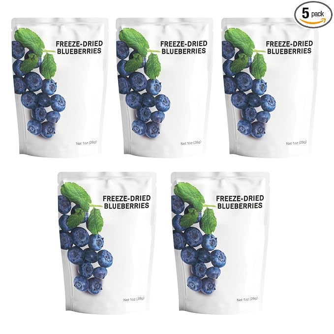 Wise Harvest Freeze-Dried Blueberries – Five 1oz Packs | Single Ingredient Snack | Real Fruit No Sugar Added Just Crunch | Healthy Vegan Gluten-Free Snack for Kids &amp Adults