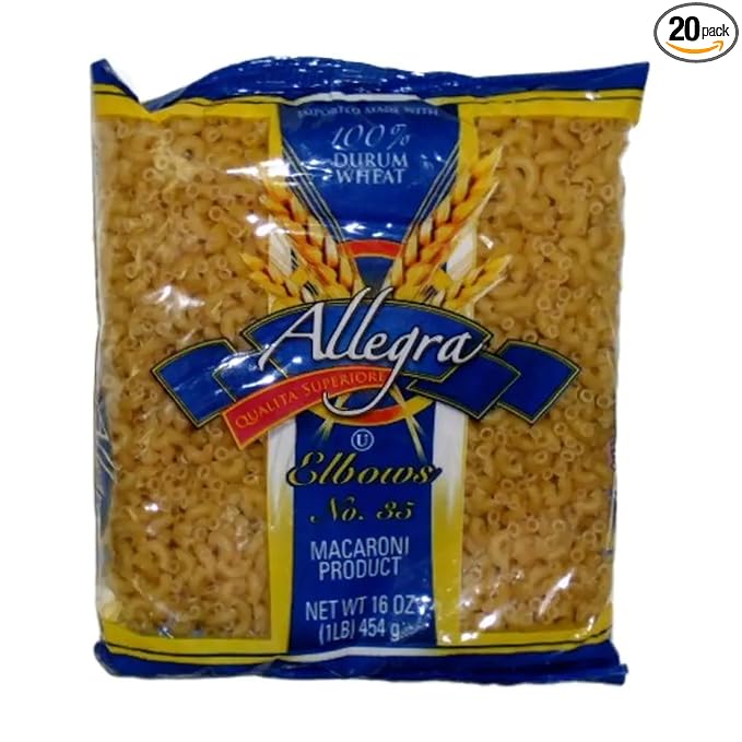 Allegra Elbow Pasta – Classic Elbow Macaroni for Soups Salads &amp Everyday Cooking – Pack of 20