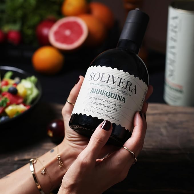 Solivera Arbequina Extra Virgin Olive Oil Ideal for Salads Vegetables &amp Bread Mild &amp Smooth for Everyday Use Low Acidity (Max 0.2%) High Polyphenol Cold Pressed%100 Arbequina