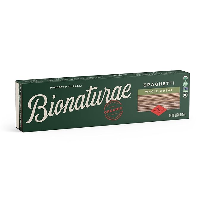 Bionaturae Spaghetti Pasta Noodles - Whole Wheat Pasta Kosher Certified High Protein Non-GMO USDA Certified Whole Wheat Spaghetti Spaghetti Pasta Organic Crafted in Italy - 16 Oz 6 Pack