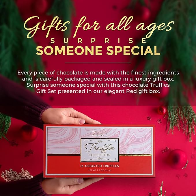 CRAVINGS BY ZOE Birthday and Anniversary Chocolate Truffles Gift Box | 16 Count | Chocolate Candy Gifts | Gourmet Assorted Chocolate Food Gift Basket | Birthday Gifts for Women Men Mom Dad Adults Coup