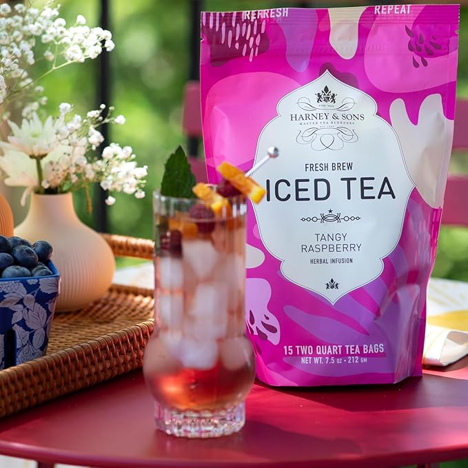 Harney &amp Sons Tangy Raspberry Iced Tea Fresh Brew Brews up to 30 Quarts 15 Count