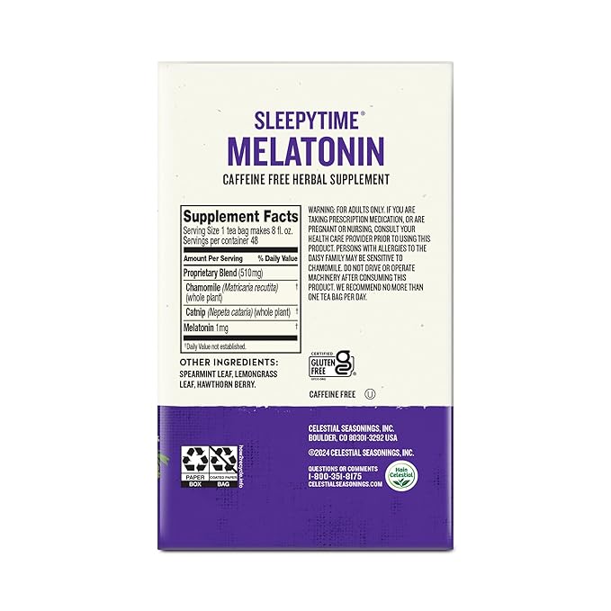 Celestial Seasonings Sleepytime Wellness Melatonin 48 Herbal Tea Bags