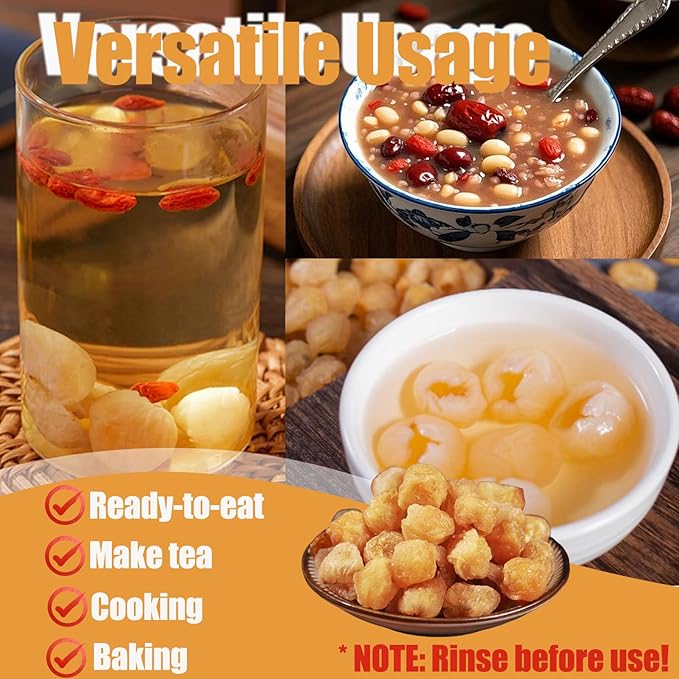 Premium Dried Longan Fruit 230g/8oz 100% Natural Longan Fruit Meat 桂圆肉 No Sugar Added &amp No Additive Healthy Snack Perfect for SnacksTeaporridgeDessert Cooking