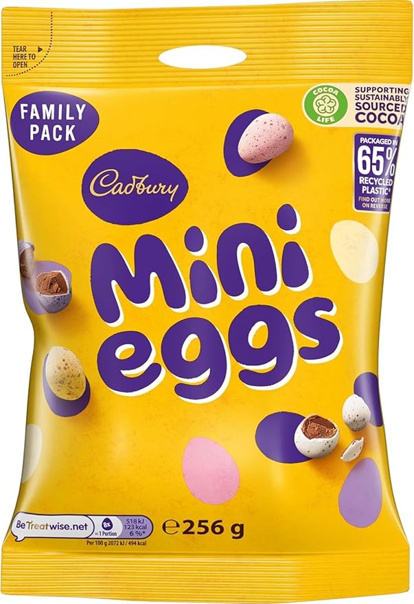Cadbury Mini Eggs Family Pack Bag Crunchy Shells with Smooth Milk Chocolate Centres Gift for Easter &amp Easter Egg Hunts 256 g (Pack of 1)