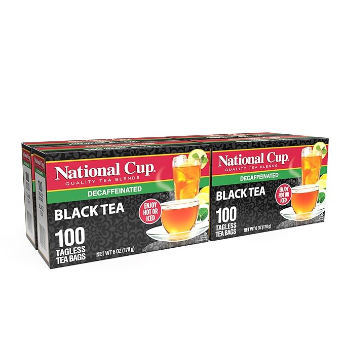 National Cup Decaf Tea Tagless Black Tea Blend Tea Bags 100 Ct Pack of 4