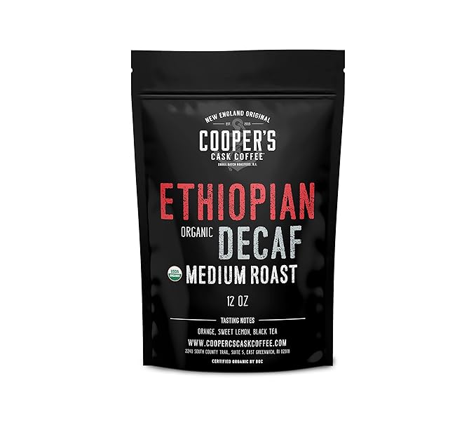 Organic Ethiopian Decaf Water Processed Medium Roast Ground Coffee (12oz Ground)