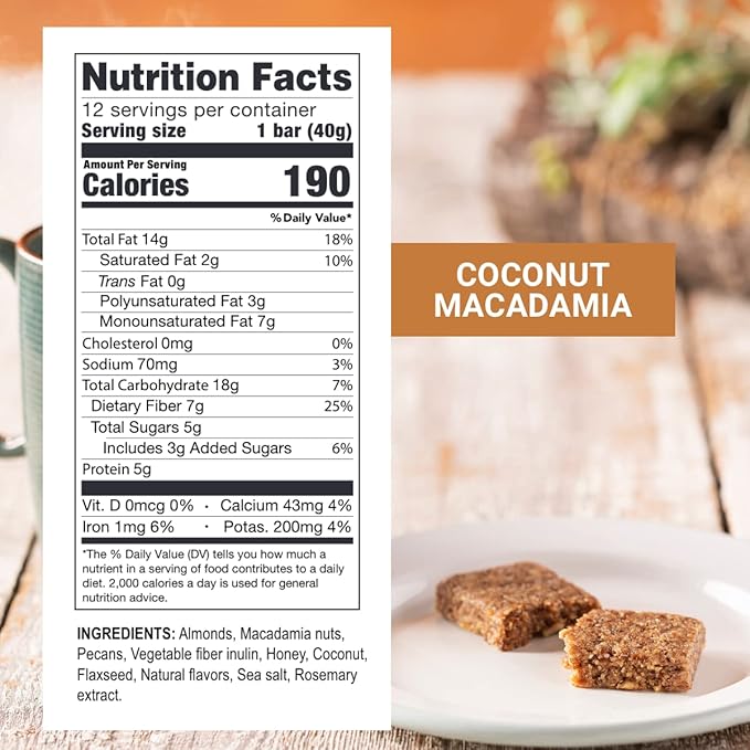 Prolon Fasting Bars | 5g Protein 7g Fiber | Keto-Friendly Gluten-Free Dairy-Free Plant-Based | Nutrition for Intermittent Fasting | Formulated to Not Break Your Fast | Coconut Macadamia Nut (12 Co