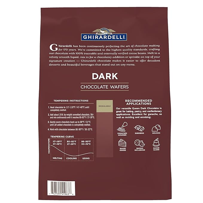 Ghirardelli Chocolate Company Dark Chocolate Wafers 5lb. Bag (Pack of 1)