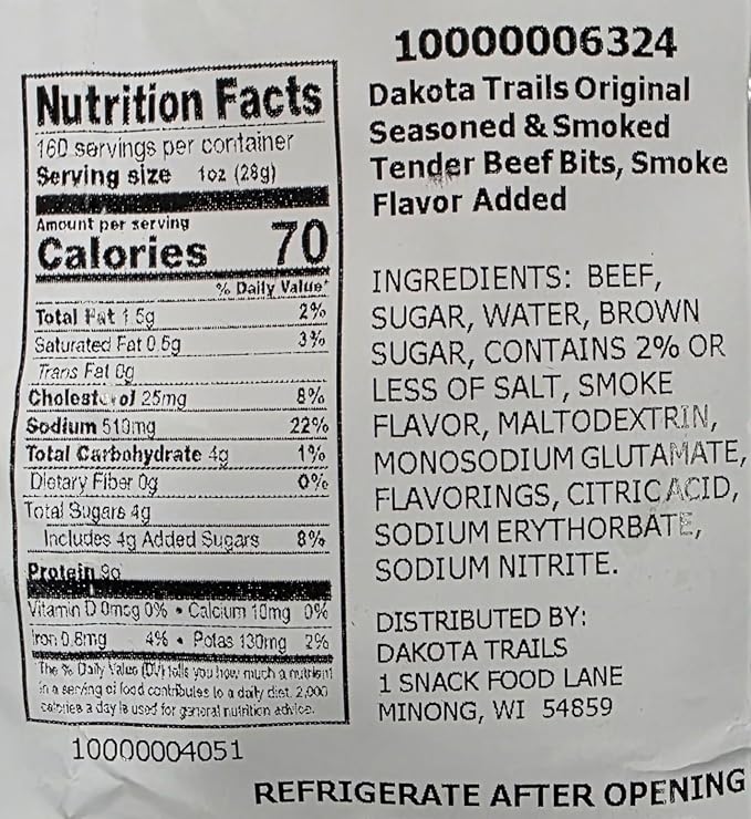 Dakota Trails Kippered Beef Jerky Original flavor 10 pound bag