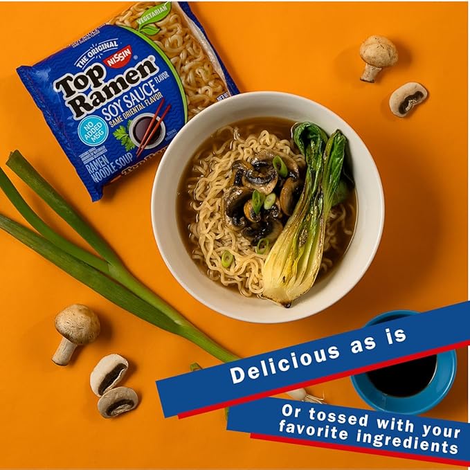 Nissin Top Ramen Noodle Soup Soy Sauce 3 Ounce (Pack of 48)