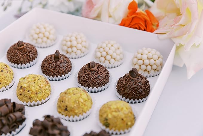 Handcrafted Gourmet Brigadeiro | Truffle Assortment - Gift Box - Valentine's Day - Mother's Day - Flavors Include: Guava Cheesecake  Creme Brulee  Chocolate  Coconut  Lime &amp Dark Chocolate La