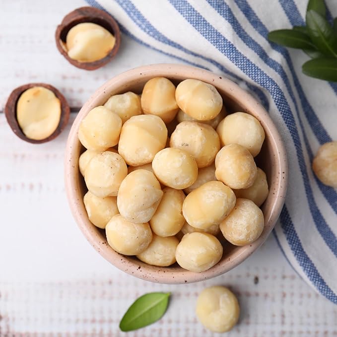Hawaiian Macadamia Nut Company Dry Roasted Macadamia Nuts with Sea Salt 24 Oz (Pack of 2 Total 48-Ounce) Source of Fiber Gluten-Free and Certified Non-GMO Premium Quality Crunchy and Delicious