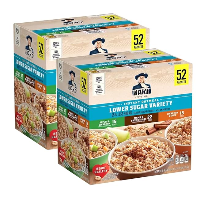 Lower Sugar Instant Oatmeal Variety Pack 1.17 oz (52 Count (2 Pack))
