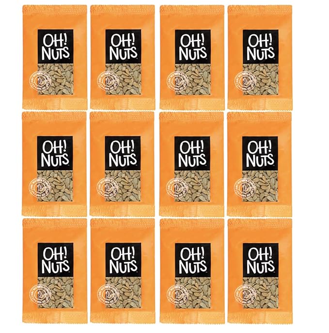 Oh! Nuts Sunflower Seeds Roasted Salted Individual Nut Snacks for On-the-Go - 12 Convenient Nut Snacks for School - Bulk Nuts Variety - Individual Packs (1.5 oz Each)