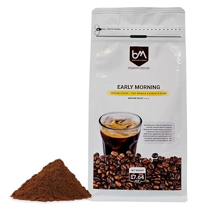 Buon Me Coffee Robusta &amp Arabica Blend Roasted Ground Coffee Medium Roast Smooth &amp Bold Vietnamese Coffee 17.6oz Bag (Pack of 1)