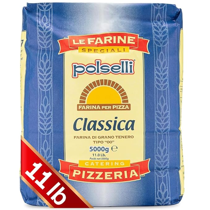 POLSELLI Classica Tipo 00 Double Zero Flour Extra Fine 11 lbs (5 kg) Neapolitan Italian Pizza Bread Pasta and more All Natural Unbleached Unbromated No Additives