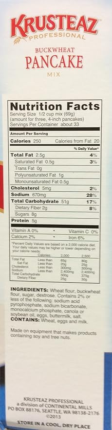 Krusteaz BUCKWHEAT PANCAKE Mix 5lbs. (3-Pack) Restaurant Quality