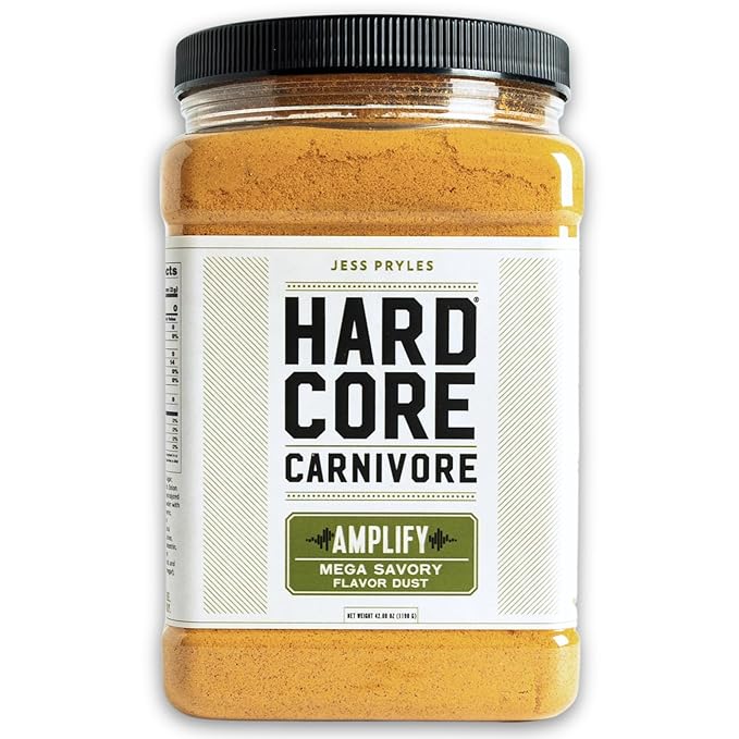 Hardcore Carnivore Amplify: Mega Savory Flavor Dust Seasoning (42 oz Mega Pack) Umami-Packed All -Purpose Texas-Made Blend for Meat Veggies and More