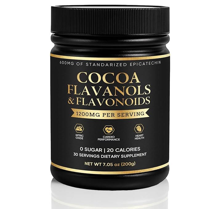 High Flavanol Cacao Powder with 1200mg Flavanols &amp Epicatechin Blend for Supports Circulation Energy Boost &amp Elevate Mood Supports Heart Health &amp Brain Function Gluten Free Vegan 200