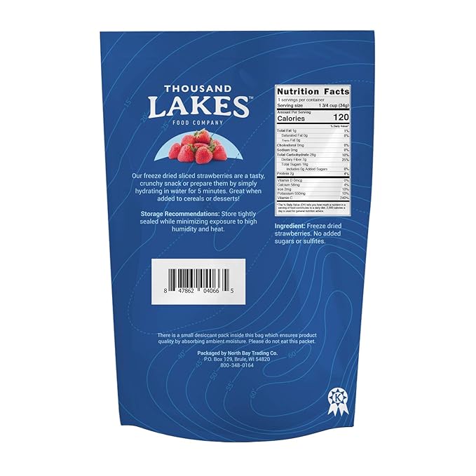 Thousand Lakes Freeze Dried Berries 3 2-Packs (6 Pouches Total) Bundle | 100% Whole Raspberries Whole Blueberries and Sliced Strawberries