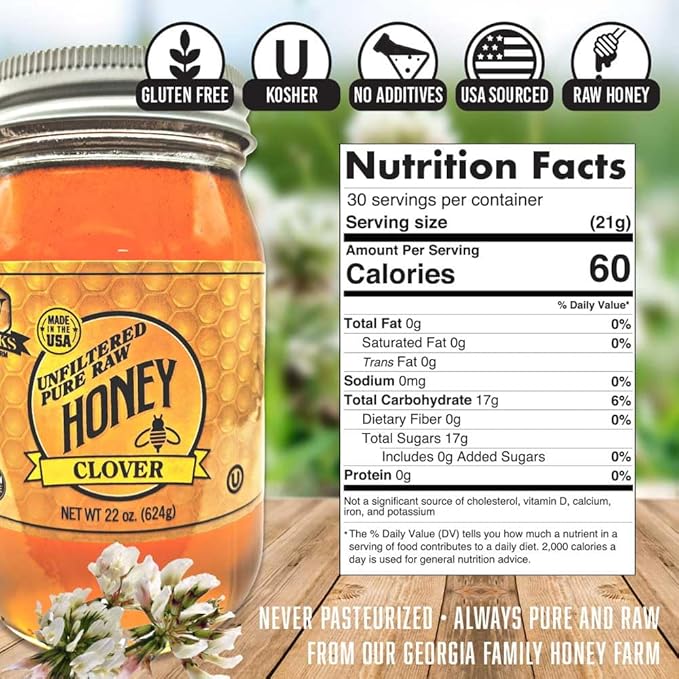 Weeks pure raw &amp unfiltered American clover honey is kosher certified and gluten-free - since 1960 (22 oz)