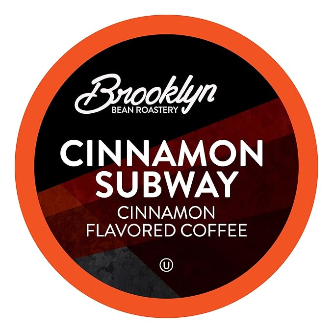 Brooklyn Beans Cinnamon Subway Flavored Gourmet Coffee Pods Compatible with 2.0 Keurig Coffee Pods Brewer 72 Count