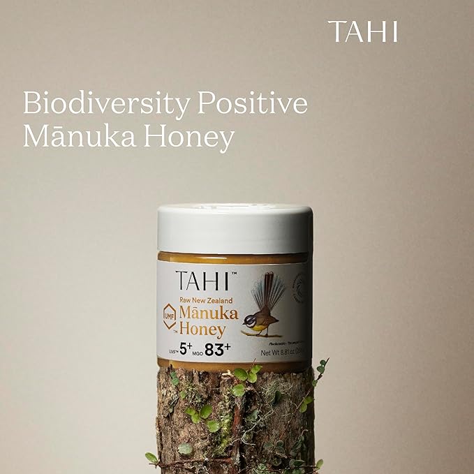Tahi Raw Manuka Honey New Zealand UMF 5+ Certified (MGO 83+) - 100% Sustainable Monofloral and Natural Honey - Non-GMO Glyphosate-Free and Gluten-Free - New Zealand Manuka Pure Honey - 14.1oz