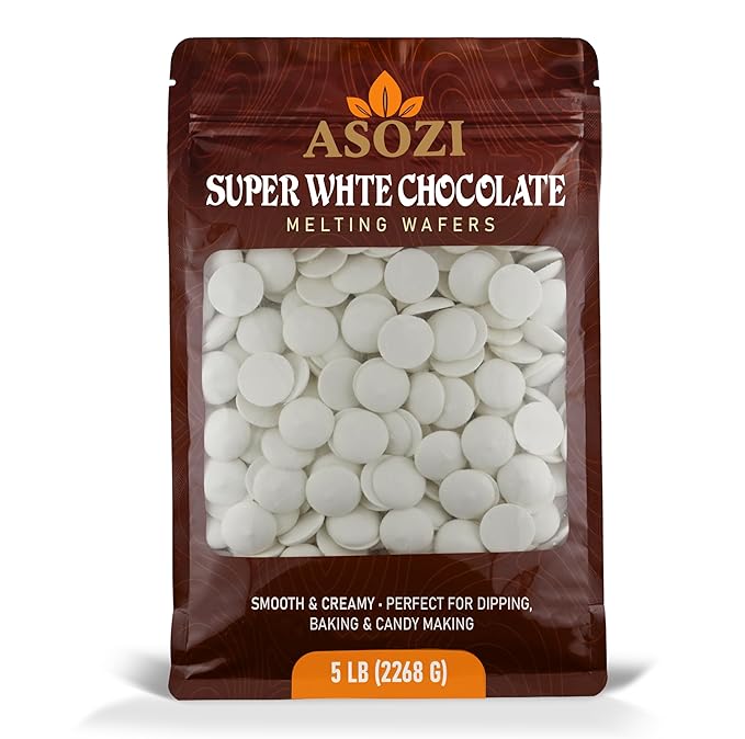 Super White Chocolate Melting Wafers – 5lb Resealable Bag Premium Melting Chocolate for Baking &amp Candy Coating Chocolate for Cookies Truffles Confections &amp Desserts (Super White Chocolate)