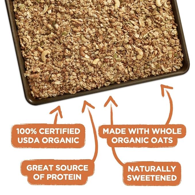 Grandy Oats Organic Granola10lb Bulk Bag - Classic Granola with Organic Oats Pumpkin Seeds Walnuts &amp Cashews - Low Sugar Dairy Free High Protein Granola Non-GMO &amp Kosher - 160 OZ