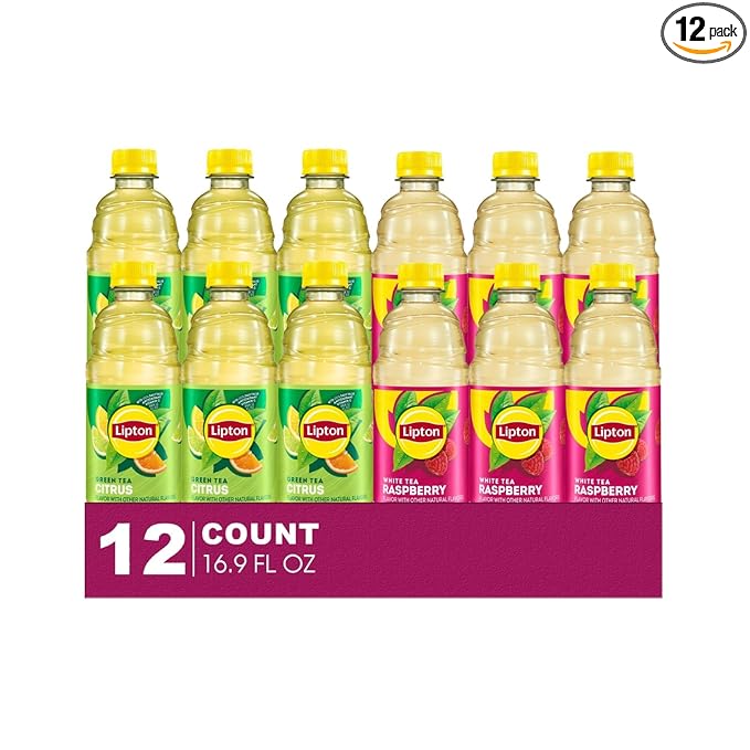 Lipton 12-Pack 6 Citrus Iced Green Tea + 6 Raspberry Iced White Tea Plastic Bottle 16.9 fl oz