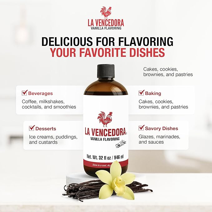 La Vencedora Mexican Vanilla – Large 32oz Bottles (Pack of 2) – Traditional Vanilla Flavoring for Baking Cooking &amp Desserts – Made in Mexico