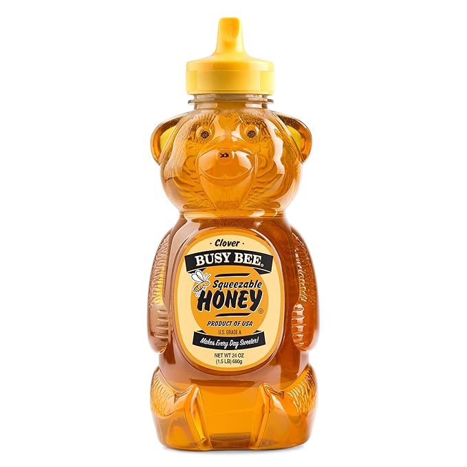 Busy Bee Honey Grade A Filtered Honey 24 Ounce 1.5 LB (Pack of 3 Honey Bears)