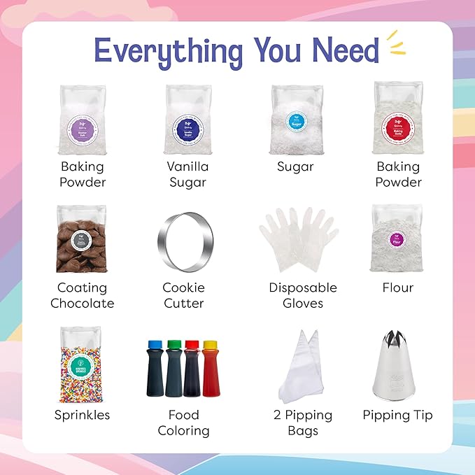 Baketivity x Duff Goldman Unicorn Cookies - Kids Baking Kit - Cooking Kits with Premeasured Ingredients Decorating Supplies STEM Activities - Kids Baking Sets for Girls Boys Ages 6-12