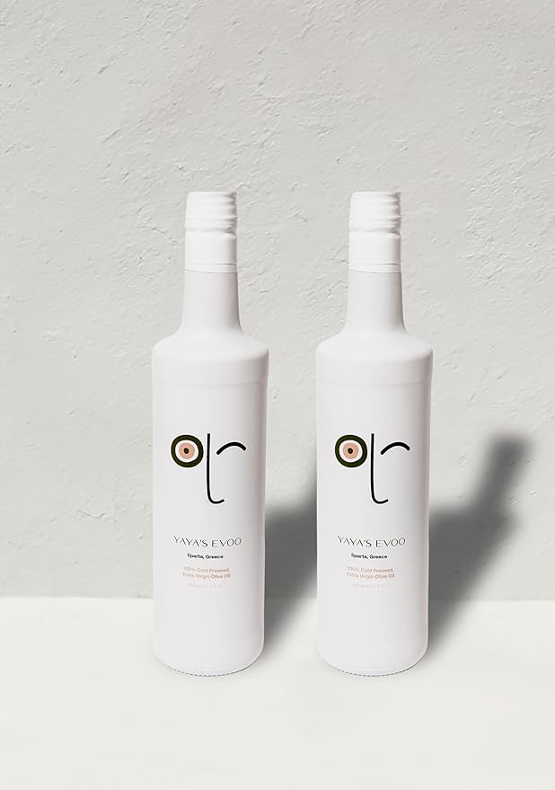 YAYA'S EVOO - Cold Pressed Extra Virgin Olive Oil Staight from Greece. 100% Pure EVOO Natural Superfood High Antioxidant Polyphenol Rich (700ml 2 - Bottles)