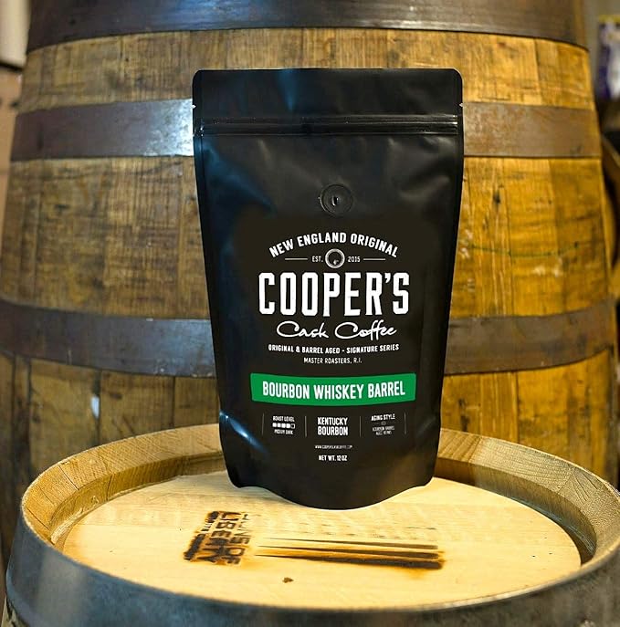 Cooper's Cask Coffee - Single-Malt Whiskey Rum &amp Bourbon Barrel Aged Coffee Whole Bean Dark Roast 12oz (36oz Total 3 Bags)