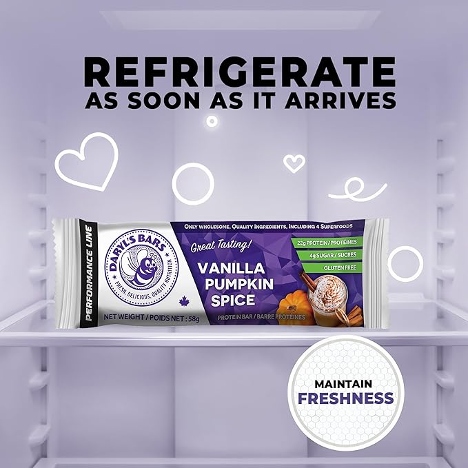 Daryl's Bars Vanilla Pumpkin Spice On the Go Whey Protein Bars Gluten Free Protein Snack Meal Replacement Pack of 2