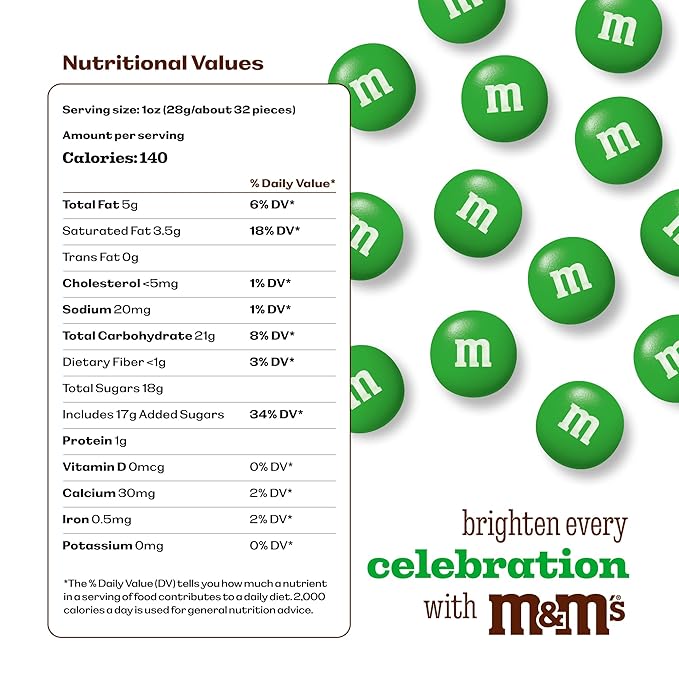 M&ampM’S WORLD Milk Chocolate Green - 5lbs of Bulk Candy in Resealable Pack for Buffet Birthday Parties Theme Meetings Sweet Stuff for DIY Party Favors or Edible Decoration