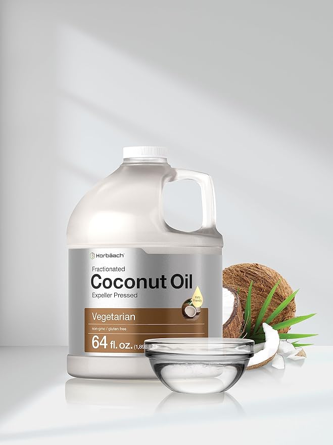 Horbäach Coconut Oil for Cooking | Liquid | 64 oz | Fractionated &amp Unflavored | Keto Friendly | Vegetarian Non-GMO &amp Gluten Free