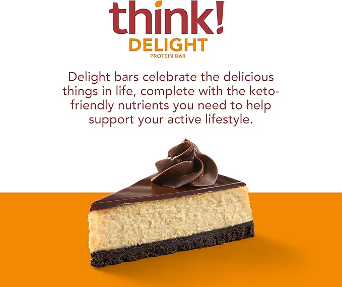 think! Delight Keto Protein Bars Healthy Low Carb Gluten Free Snack - Chocolate Peanut Butter Pie 12 Count (Packaging May Vary) (Pack of 2)
