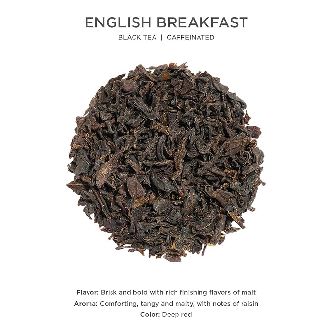 Tea Forte English Breakfast Premium Loose Leaf Caffeinated Black Tea Blend Canister Makes 35-50 Cups