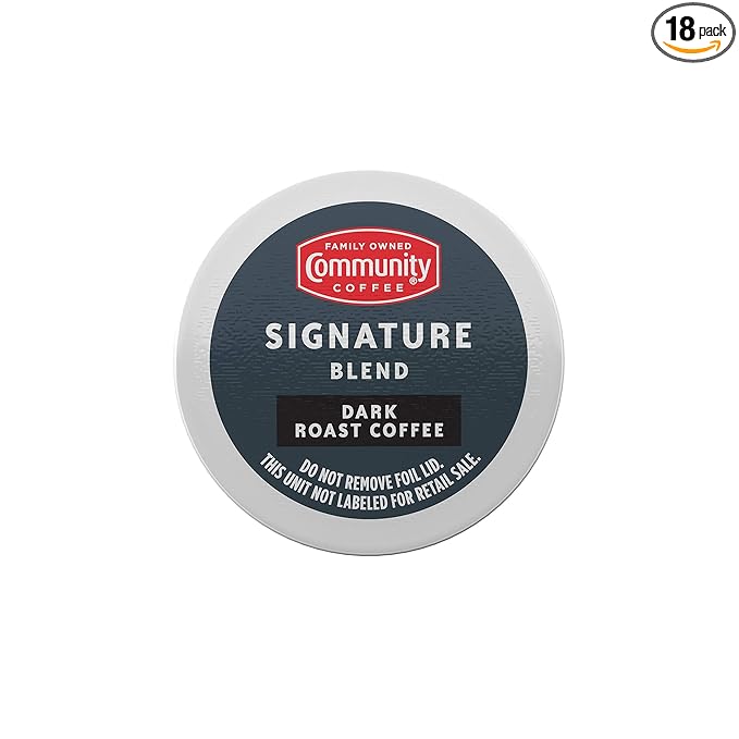 Community Coffee Signature Blend 18 Count Coffee Pods Dark Roast Compatible with Keurig 2.0 K-Cup Brewers Box of 18 Pods