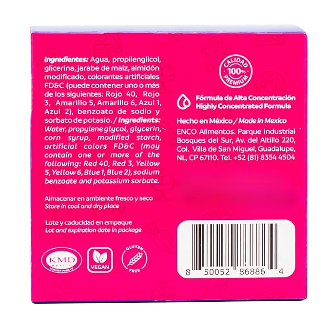 ENCO 9 Basic Food Coloring Gel Set 1.41 oz each (40 g) Concentrated Vegan Includes Color Mixing Guide