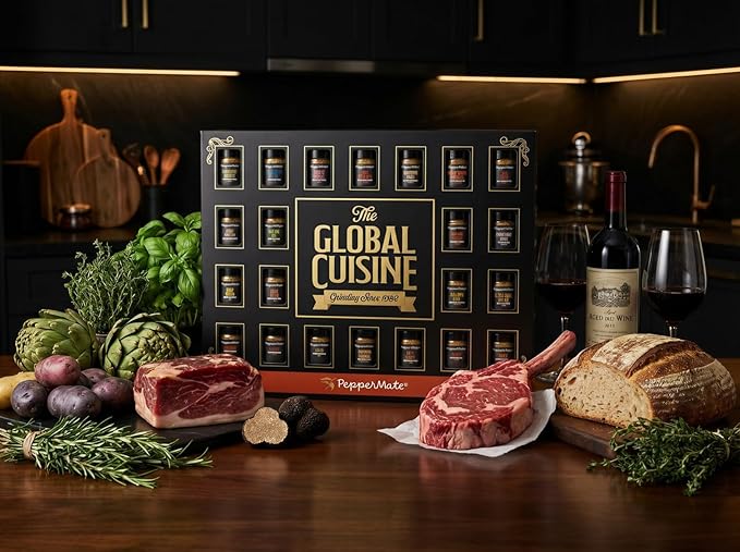 Global Spice Gift Set – 22 Gourmet Seasonings from Around the World in Plastic Jars – Premium Gift Box for Foodies Home Cooks &amp Travelers – All-Natural Small-Batch Flavorful World Spices