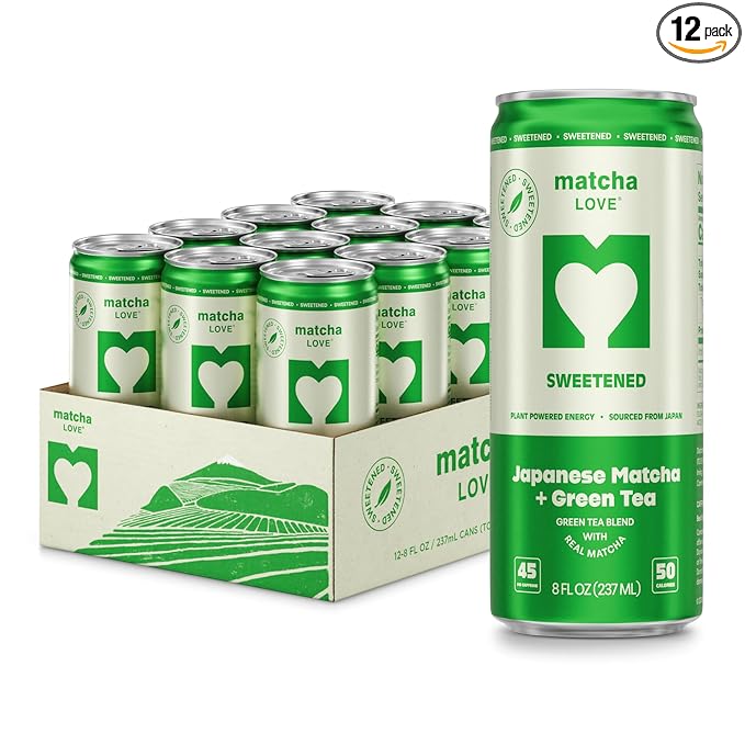 matcha LOVE Matcha + Green Tea Sweetened 8 Ounce (Pack of 12)
