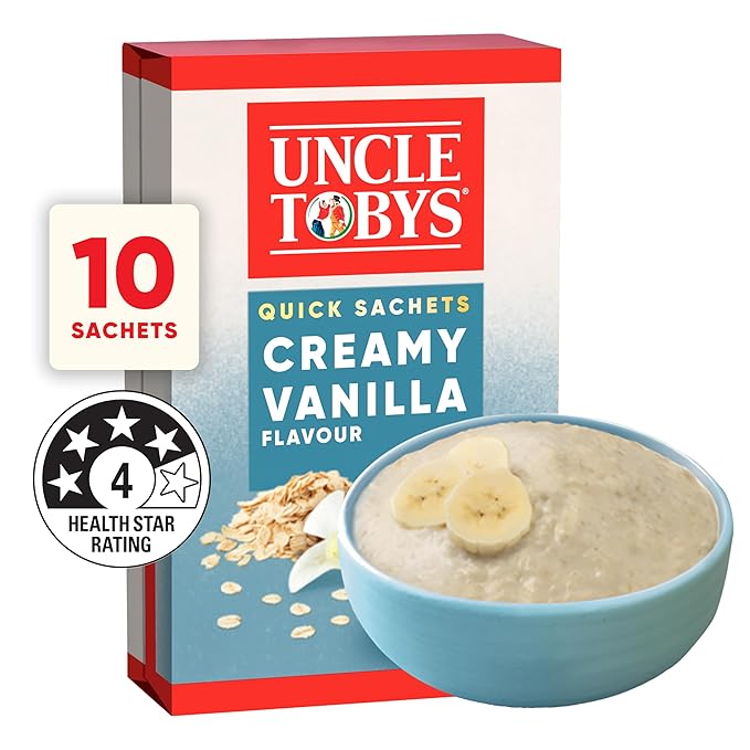 Uncle Tobys Oats Creamy Vanilla Flavour 10 Quick Sachets Ready In 90 Seconds